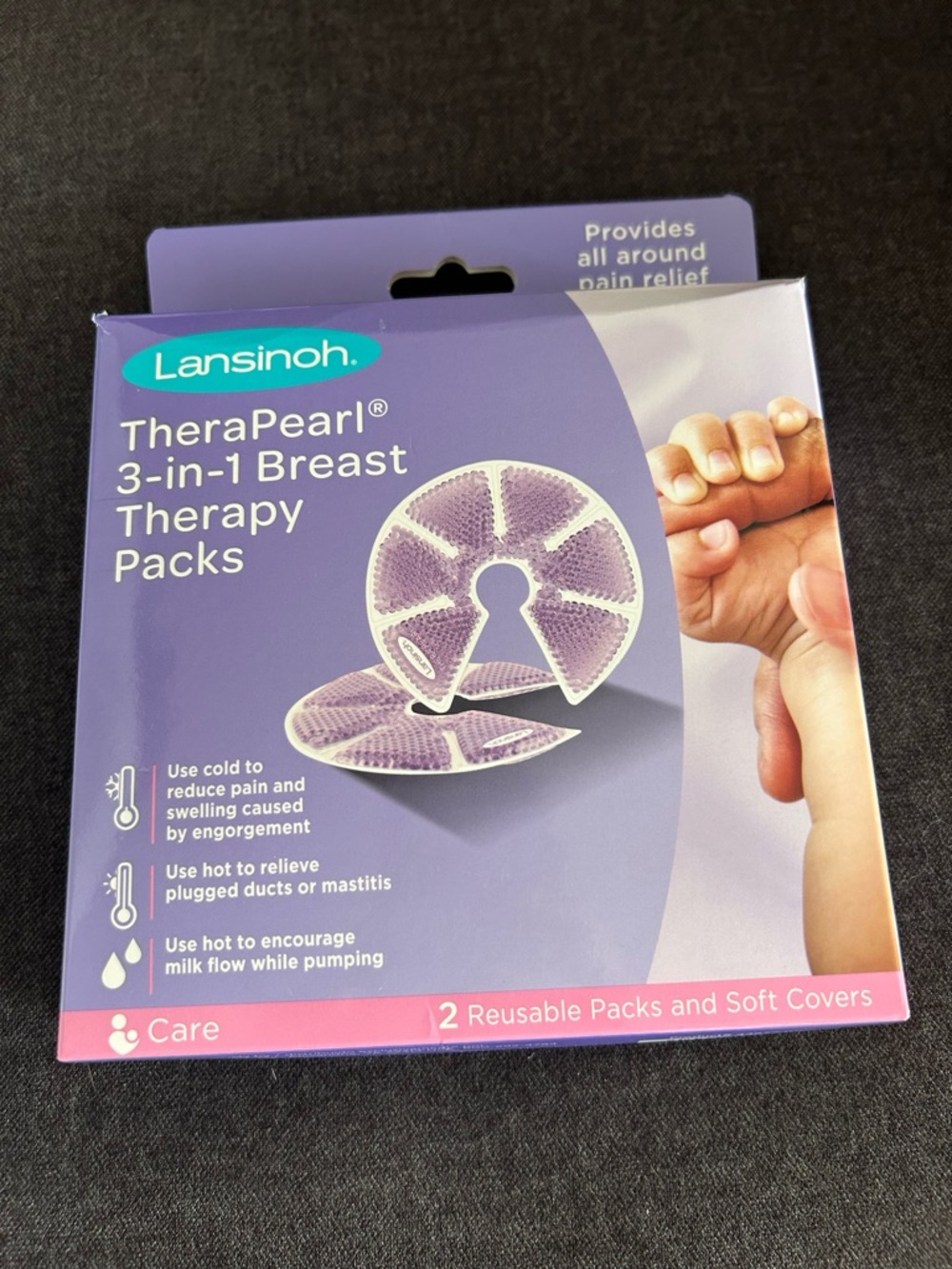 Lansinoh TheraPearl 3-in-1 Breast Therapy Packs - Purple